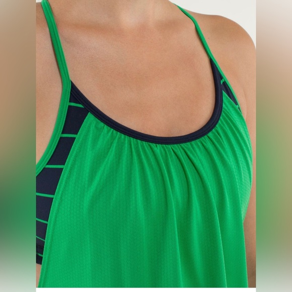 Lululemon No Limits Tank Green Bean Slalom Stripe Inkwell  Inkwell - Picture 5 of 10